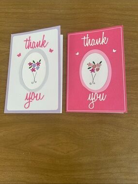 Handmade thank you cards Pink and Lavender Floral 'Thank You' Card Set